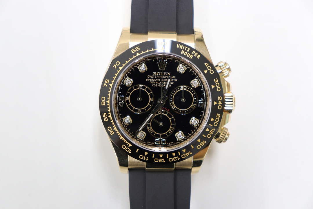 Rolex Daytona 116518LN 40mm 18K Yellow Gold Diamond Black Dial Watch B&P 2022