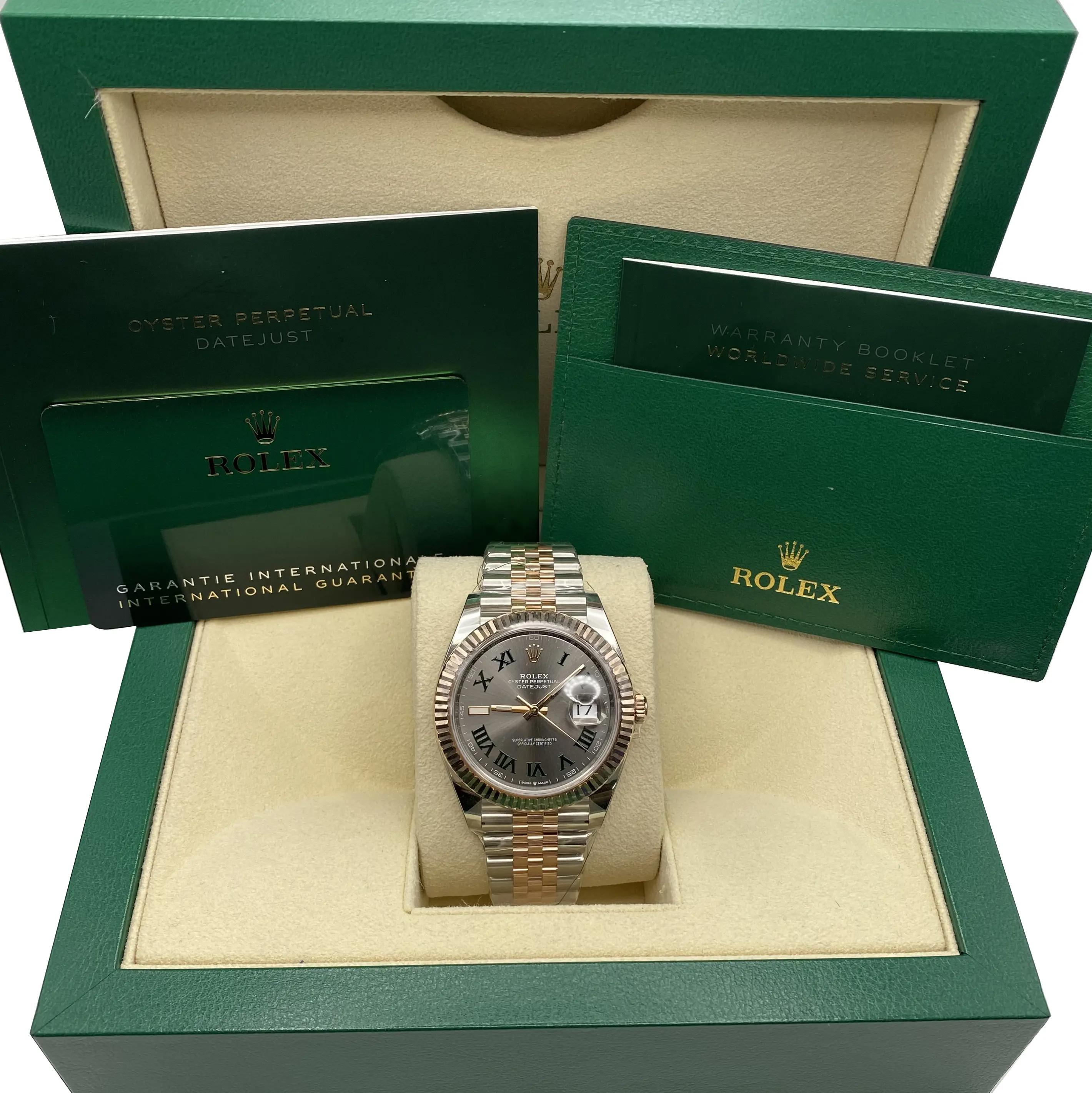 Rolex Datejust 41 126331 Wimbledon 18k Everose Gold Steel Dial Watch B&P 2023