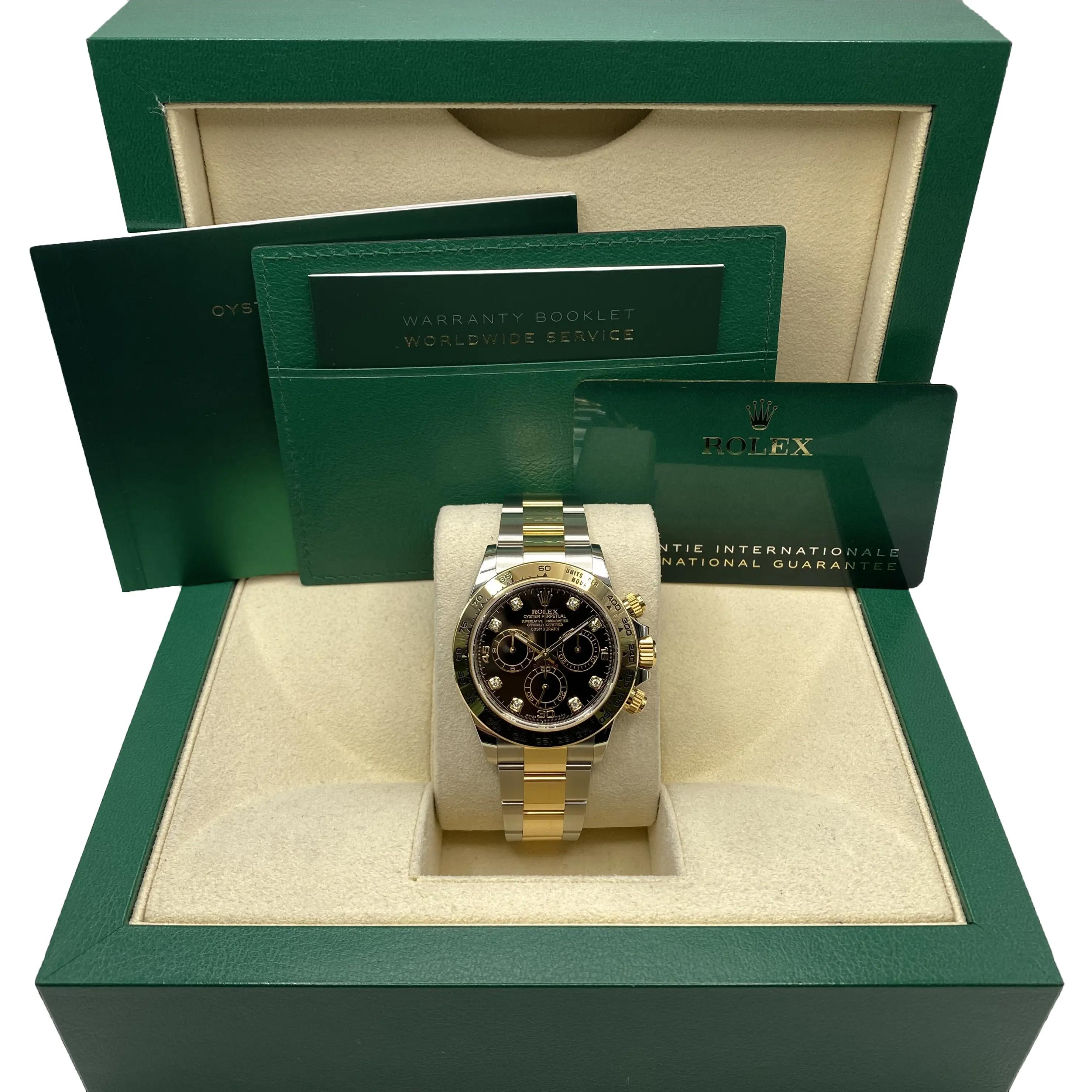 Rolex Daytona 116503 Steel Gold Black Diamond Dial Automatic Watch B&P 