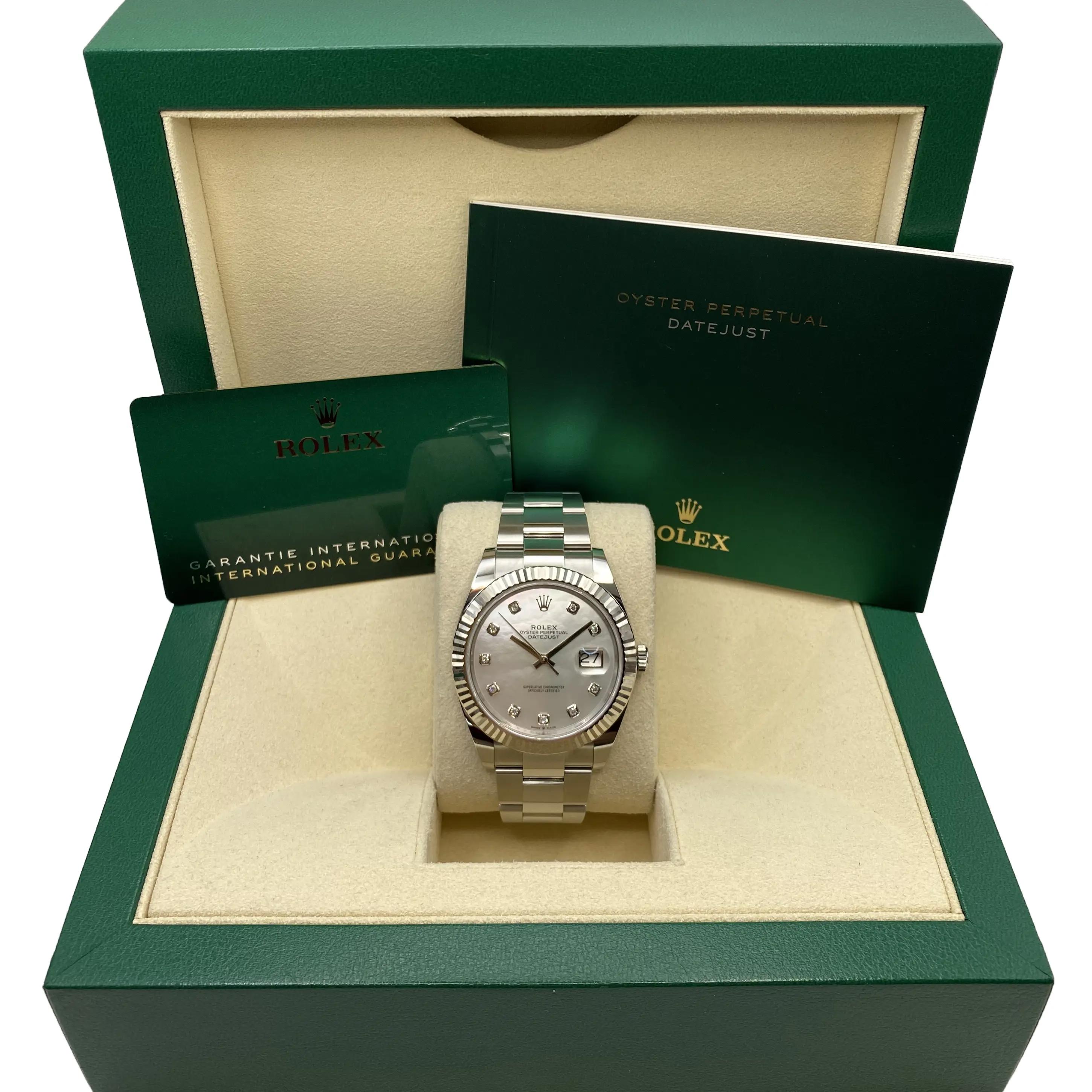 Rolex Datejust 126334 Steel White Gold MOP Diamond Dial Mens Watch B&P