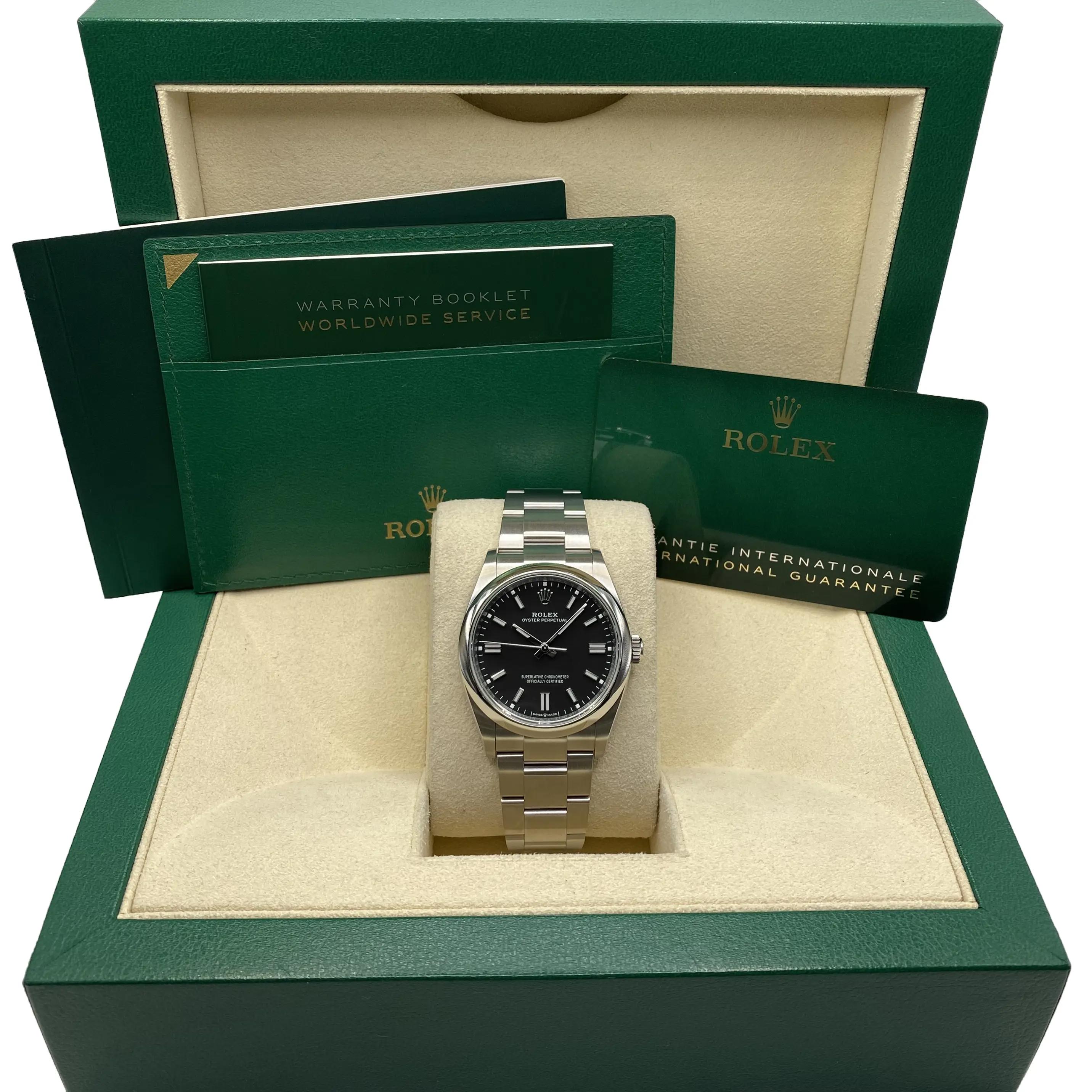 Unworn Rolex Oyster Perpetual 126000 Steel 36mm Black Dial Watch B&P 2024