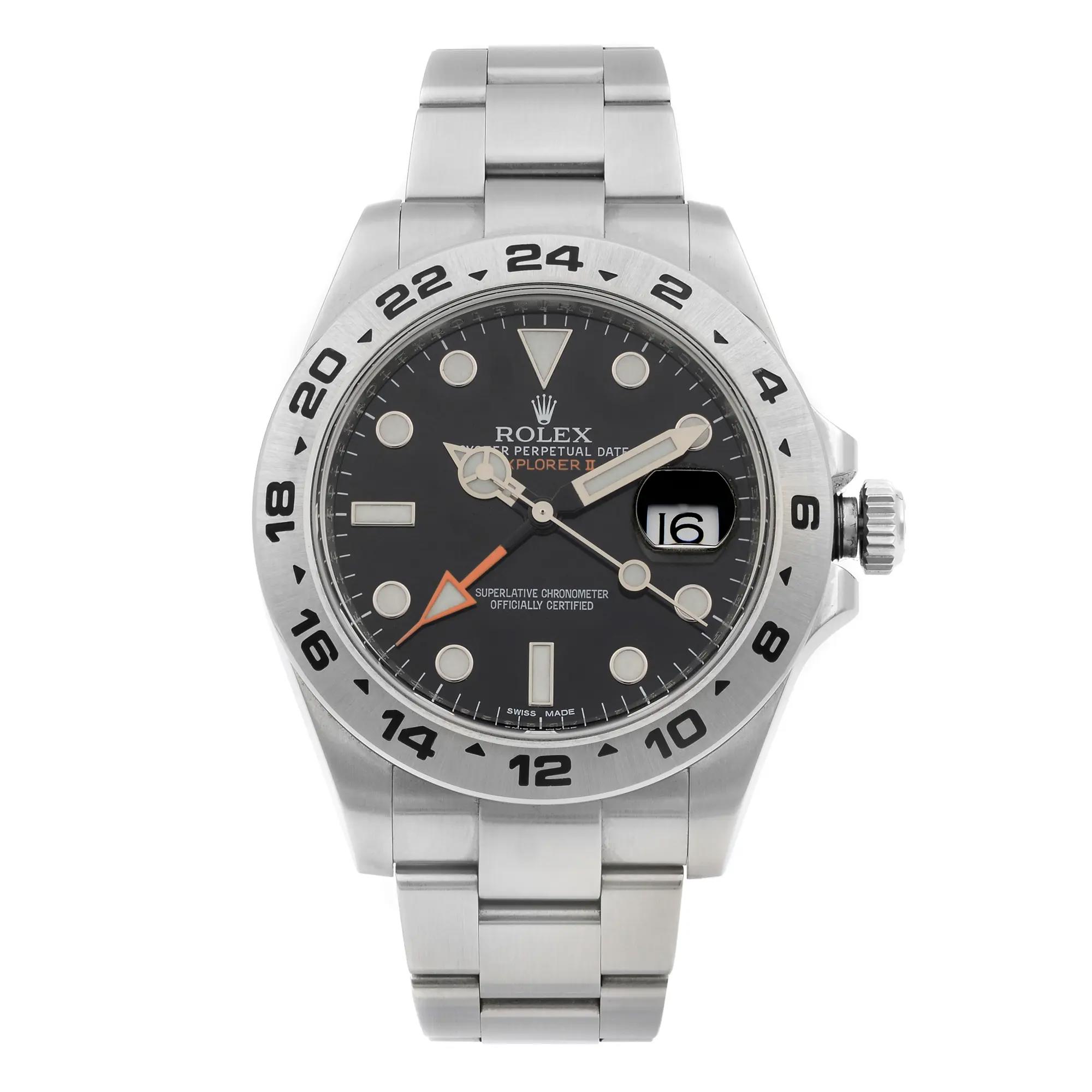 Rolex Explorer II Steel GMT Orange Hand Black Dial Automatic Men Watch 216570